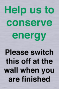 CC10770: Help us to conserve energy - Please switch this off at the wall when you are finished