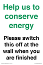 CC10770: Help us to conserve energy - Please switch this off at the wall when you are finished