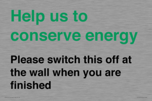 CC10770: Help us to conserve energy - Please switch this off at the wall when you are finished