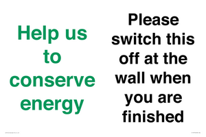 CC10770: Help us to conserve energy - Please switch this off at the wall when you are finished