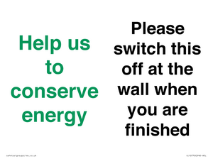 CC10770: Help us to conserve energy - Please switch this off at the wall when you are finished