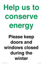 CC10775: Help us to conserve energy - Please keep doors and windows closed during the winter