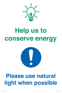 CC10777: Help us to conserve energy - Please use natural light when possible