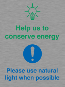 CC10777: Help us to conserve energy - Please use natural light when possible