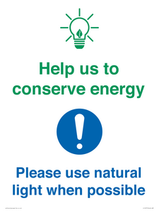 CC10777: Help us to conserve energy - Please use natural light when possible