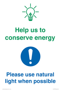 CC10777: Help us to conserve energy - Please use natural light when possible