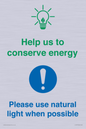 CC10777: Help us to conserve energy - Please use natural light when possible