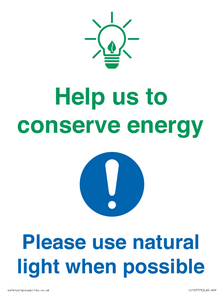 CC10777: Help us to conserve energy - Please use natural light when possible