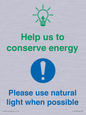CC10777: Help us to conserve energy - Please use natural light when possible