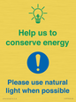 CC10777: Help us to conserve energy - Please use natural light when possible