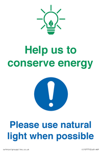 CC10777: Help us to conserve energy - Please use natural light when possible