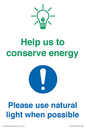 CC10777: Help us to conserve energy - Please use natural light when possible