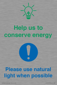 CC10777: Help us to conserve energy - Please use natural light when possible