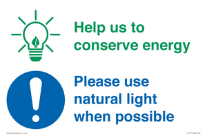 CC10777: Help us to conserve energy - Please use natural light when possible