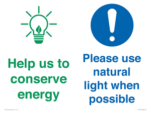 CC10777: Help us to conserve energy - Please use natural light when possible