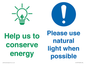CC10777: Help us to conserve energy - Please use natural light when possible