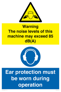 CC13226: Warning The noise levels of this machine may exceed 85 db(A) Ear Protection must be word during operation