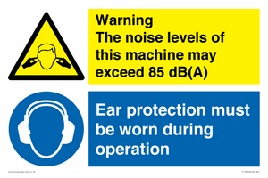 CC13226: Warning The noise levels of this machine may exceed 85 db(A) Ear Protection must be word during operation