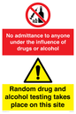 CC13426: No admittance under the influence / random drug and alcohol testing
