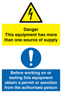 CE13087: Danger this equipment has more than one source of supply