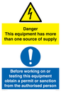 CE13087: Danger this equipment has more than one source of supply