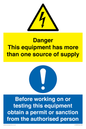 CE13087: Danger this equipment has more than one source of supply