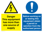 CE13087: Danger this equipment has more than one source of supply