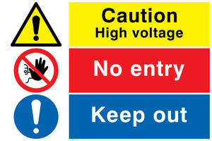 CE5466: Caution high voltage, Keep out & No entry