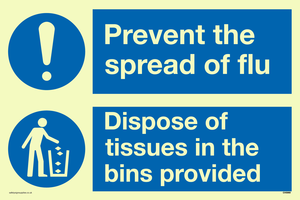CH5969: Prevent the spread of flu dispose of tissues in the bins provided