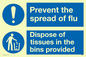 CH5969: Prevent the spread of flu dispose of tissues in the bins provided
