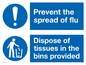 CH5969: Prevent the spread of flu dispose of tissues in the bins provided