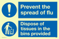 CH5969: Prevent the spread of flu dispose of tissues in the bins provided