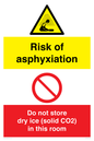 CH7557: Risk of asphyxiation. Do not store dry ice (solid CO2) in this room