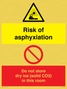CH7557: Risk of asphyxiation. Do not store dry ice (solid CO2) in this room