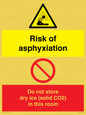 CH7557: Risk of asphyxiation. Do not store dry ice (solid CO2) in this room