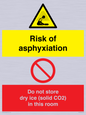 CH7557: Risk of asphyxiation. Do not store dry ice (solid CO2) in this room