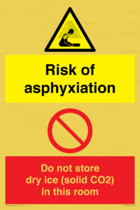 CH7557: Risk of asphyxiation. Do not store dry ice (solid CO2) in this room