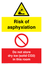 CH7557: Risk of asphyxiation. Do not store dry ice (solid CO2) in this room