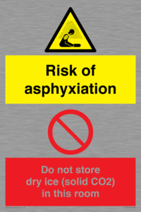 CH7557: Risk of asphyxiation. Do not store dry ice (solid CO2) in this room