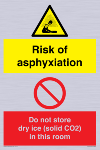 CH7557: Risk of asphyxiation. Do not store dry ice (solid CO2) in this room