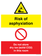 CH7557: Risk of asphyxiation. Do not store dry ice (solid CO2) in this room