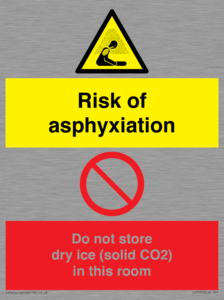 CH7557: Risk of asphyxiation. Do not store dry ice (solid CO2) in this room