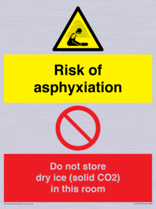 CH7557: Risk of asphyxiation. Do not store dry ice (solid CO2) in this room
