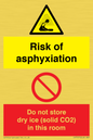 CH7557: Risk of asphyxiation. Do not store dry ice (solid CO2) in this room
