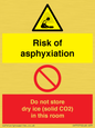CH7557: Risk of asphyxiation. Do not store dry ice (solid CO2) in this room