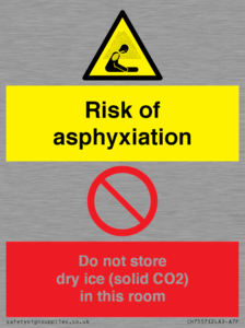 CH7557: Risk of asphyxiation. Do not store dry ice (solid CO2) in this room