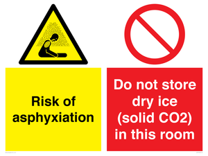 CH7557: Risk of asphyxiation. Do not store dry ice (solid CO2) in this room