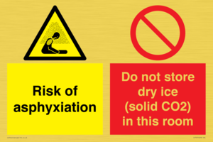CH7557: Risk of asphyxiation. Do not store dry ice (solid CO2) in this room