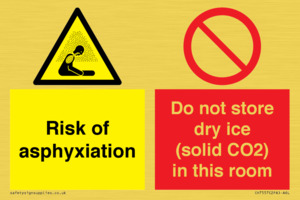CH7557: Risk of asphyxiation. Do not store dry ice (solid CO2) in this room