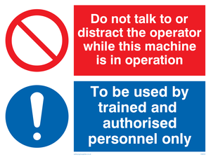 CM202: Do not talk or distract sign